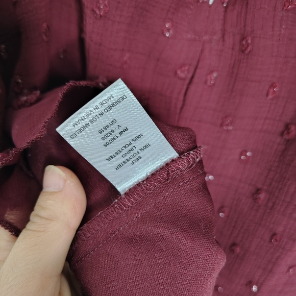 Emerald Sundae Burgundy Glitter Polka Dots Mini Dress with Spaghetti Straps Sz S - Picture 10 of 11